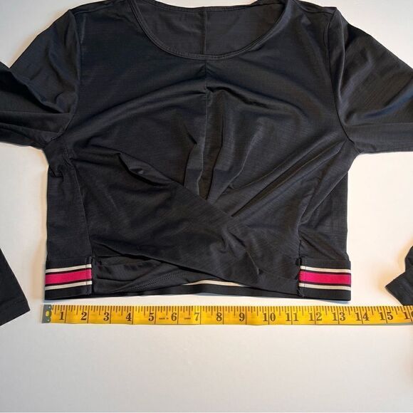 Fabletics Eco-Conscious Front Twist Long Sleeve Cropped Black Top, Size Medium - Picture 8 of 14